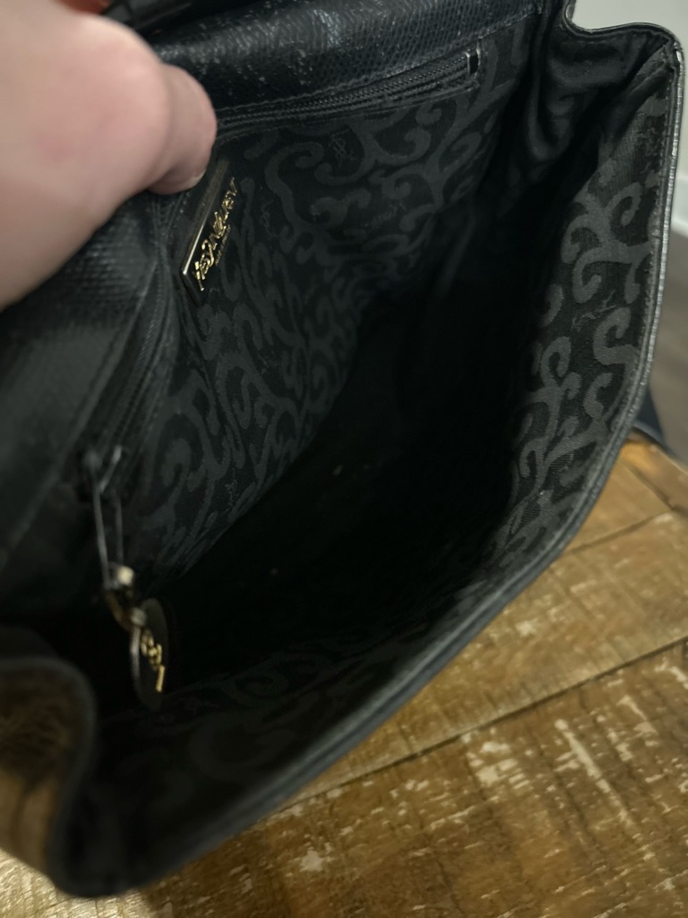 Saint Laurent Black Embossed Leather Crossbody Bag RARE VINTAGE 100% Authentic - Picture 5 of 15